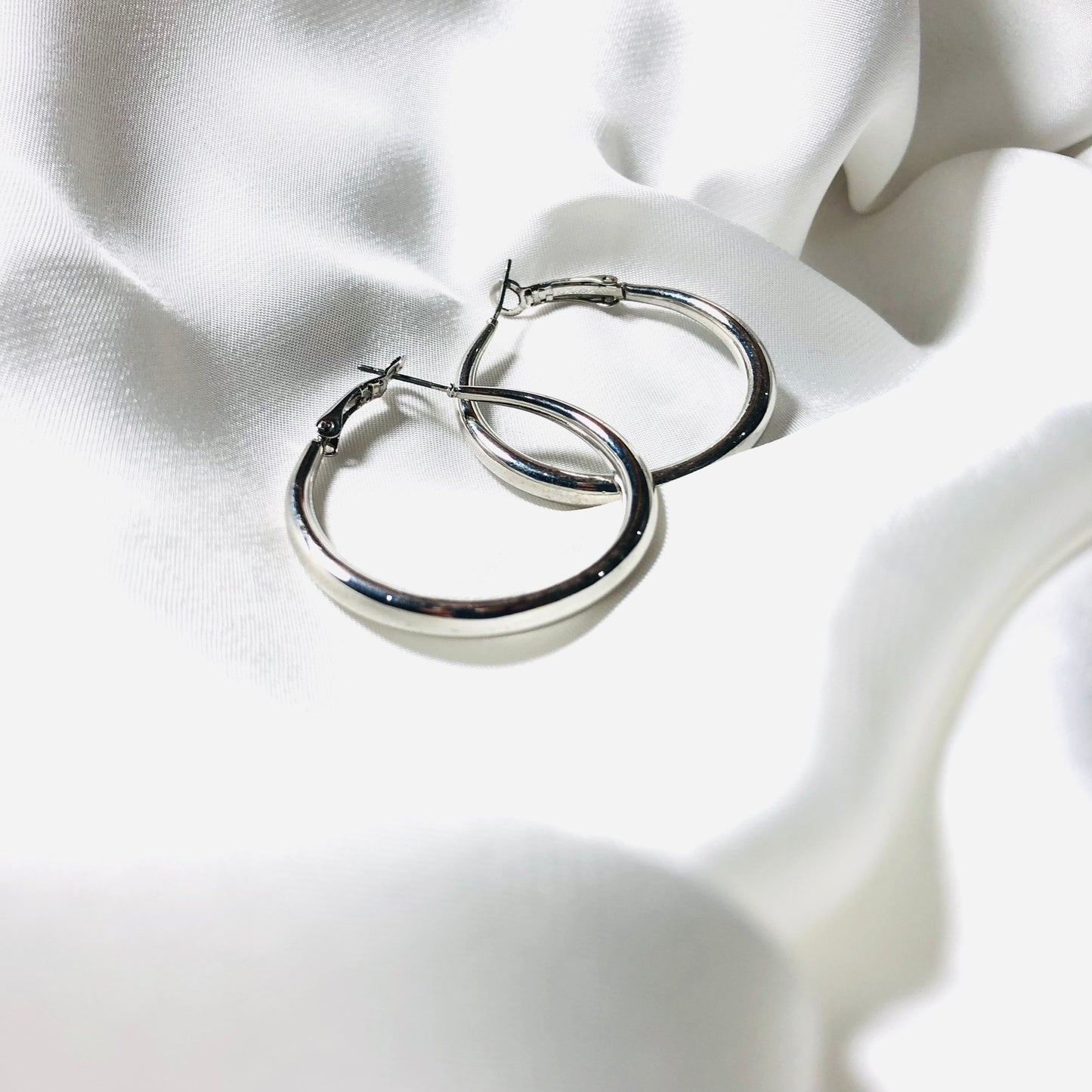 Modern Silver Hoop Earrings