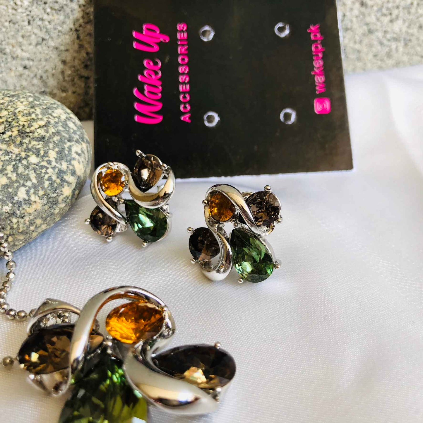 Afghani Jewelry Set Silver Plated With Original Stones