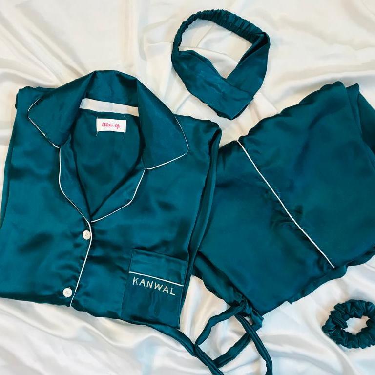 Aqua Green Silk Pjs
