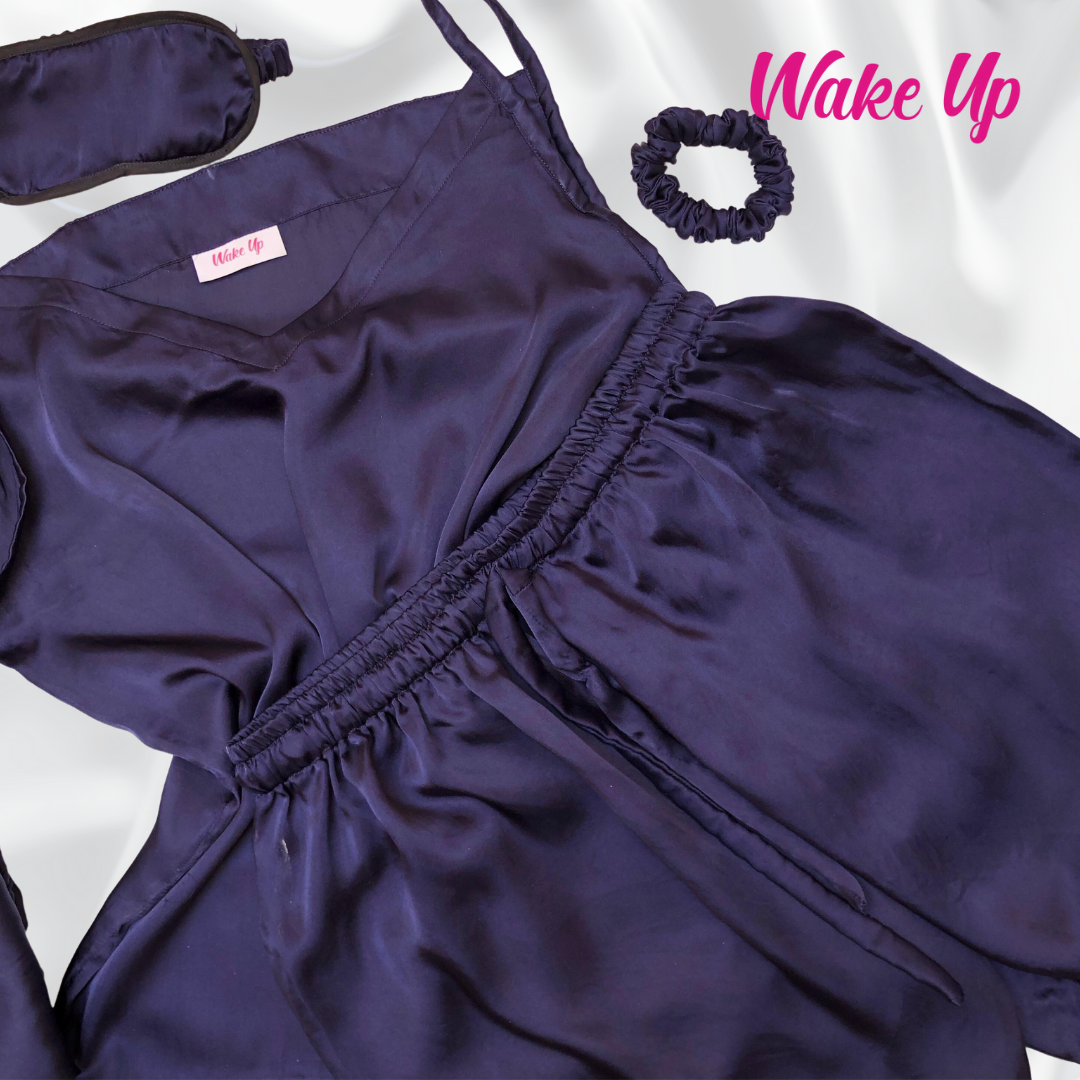 Black Silk gown set-7pc