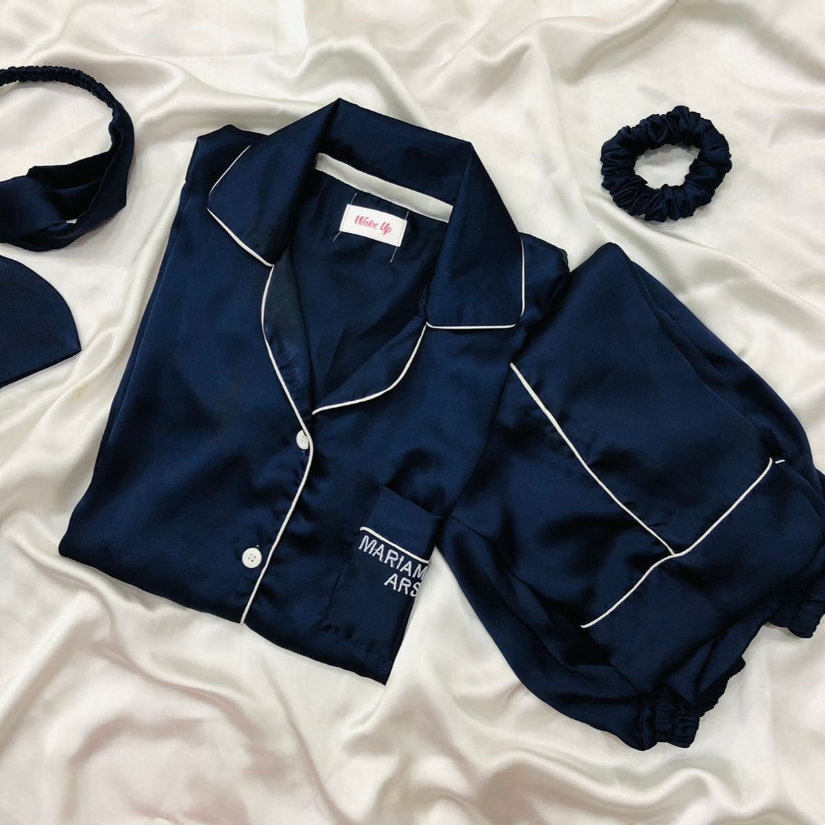Royal blue Silk Pjs