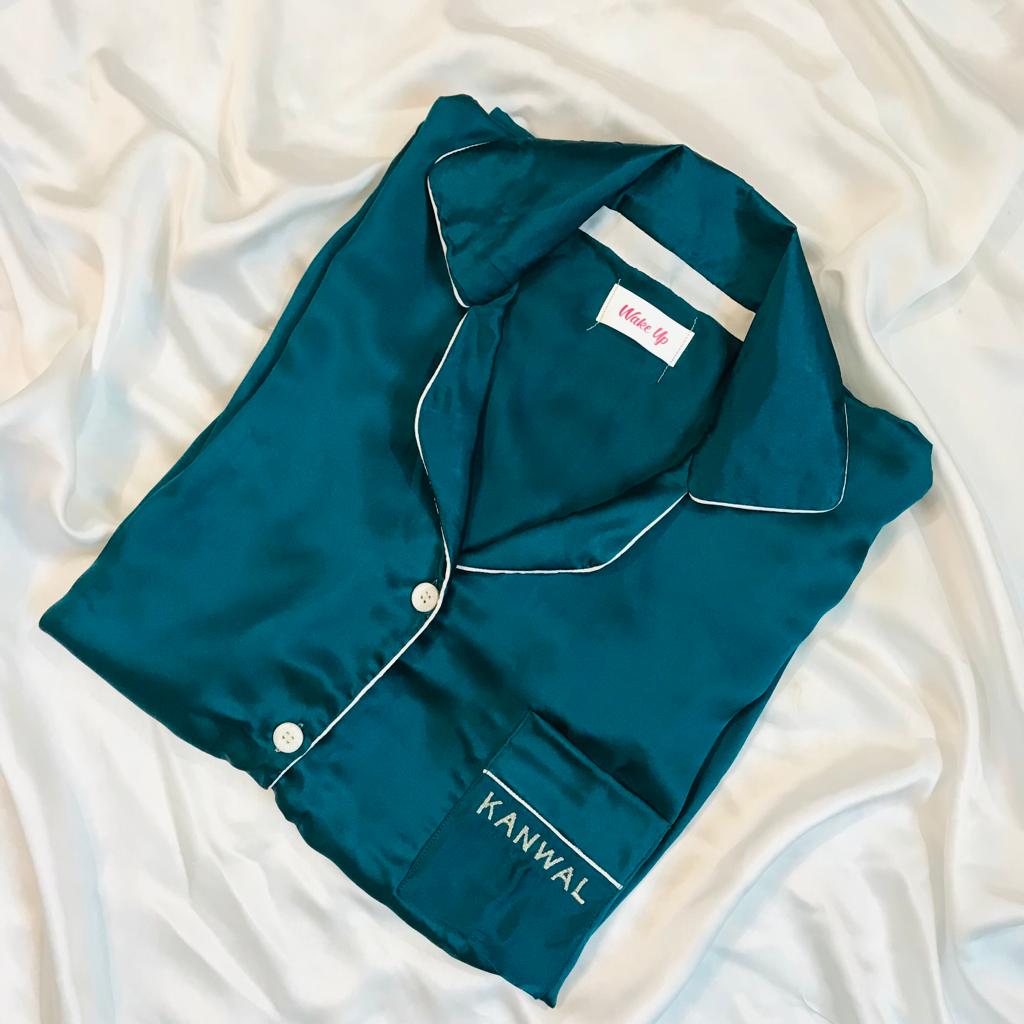 Aqua Green Silk Pjs