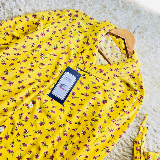 Yellow Floral 💚 - Luxury stone Linen