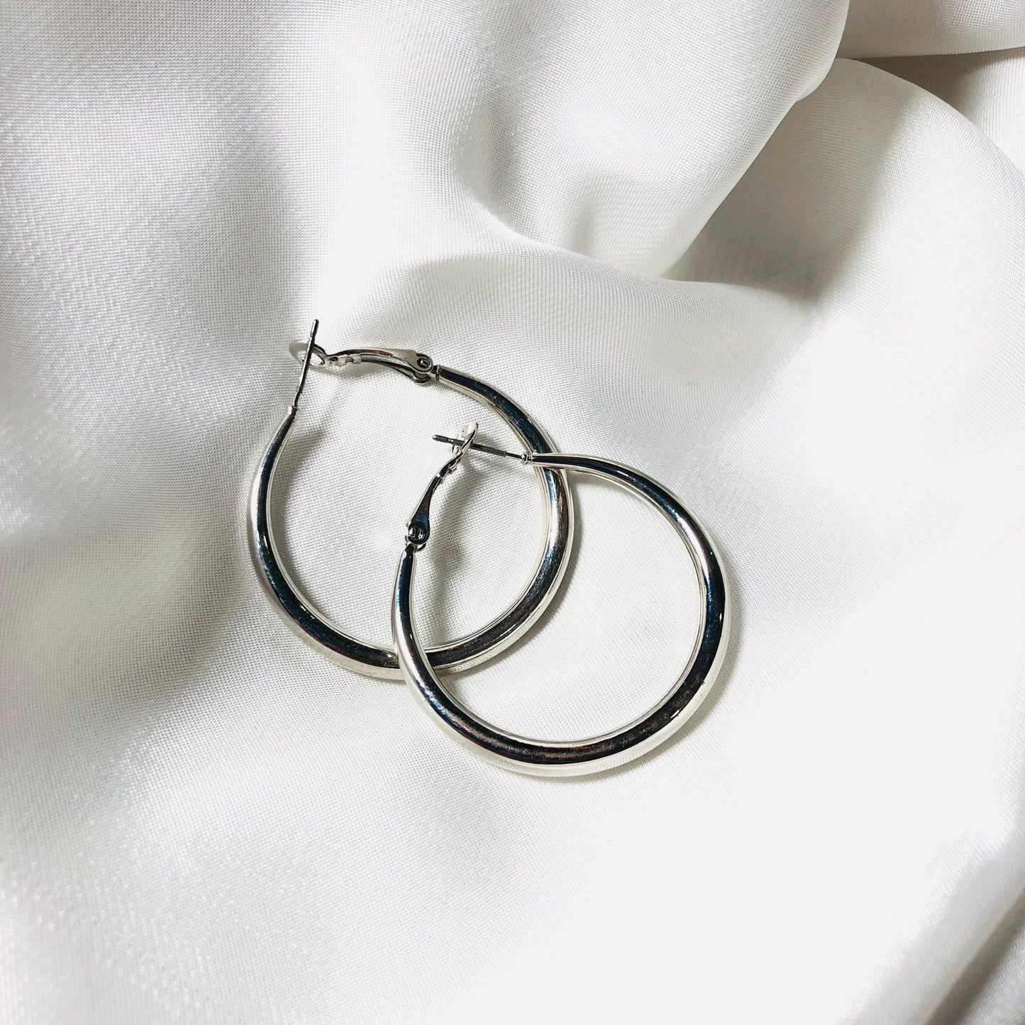 Modern Silver Hoop Earrings