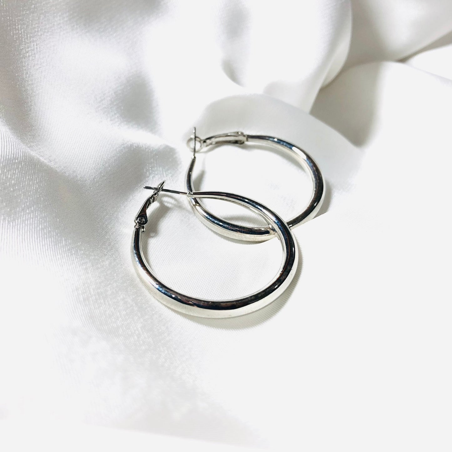 Modern Silver Hoop Earrings