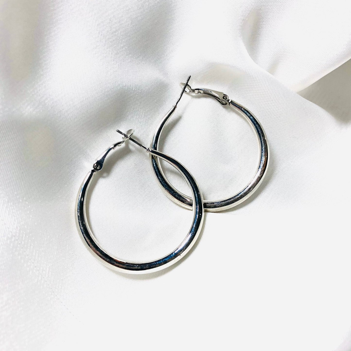 Modern Silver Hoop Earrings