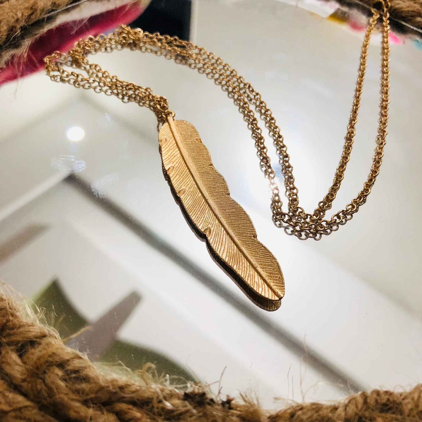 Golden Feather Pendant