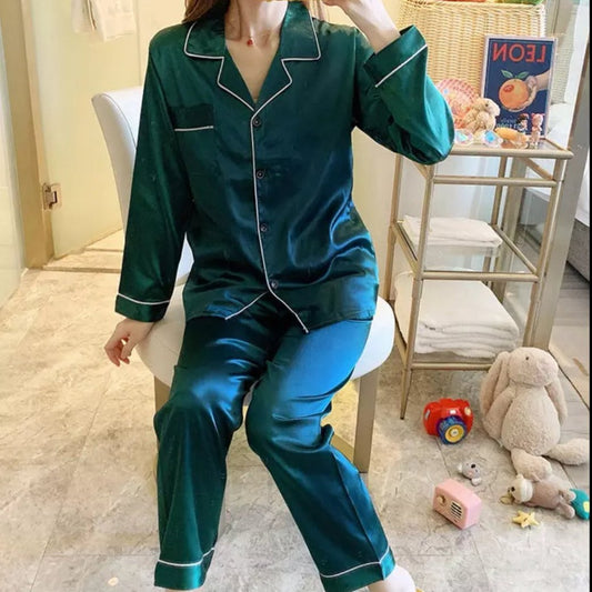 Aqua Green Silk Pjs