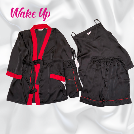 Black Silk gown set-7pc