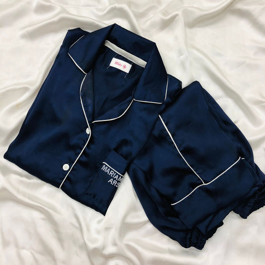 Royal blue Silk Pjs